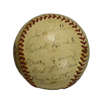 1950 Jackie Robinson Story Signed Baseball with Robinson and 17 Ballplayers and Actors Signatures  
